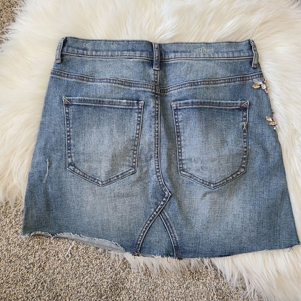 EXPRESS | Jeweled denim mini skirt‎ - Picture 6 of 6